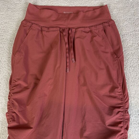 Athleta Pants Women’s 0 Red Altitude Lined Jogger Ruched Side - Picture 2 of 10